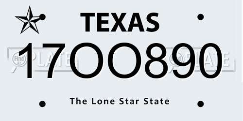 17OO890 Texas License Plate