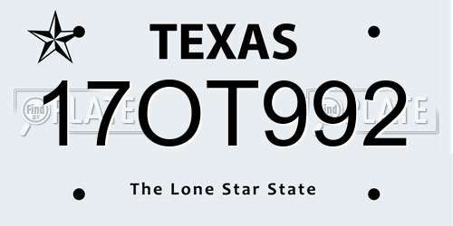 17OT992 Texas License Plate