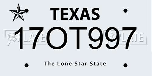 17OT997 Texas License Plate
