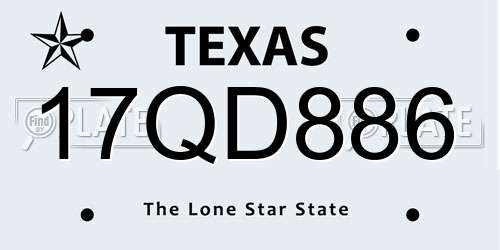 17QD886 Texas License Plate