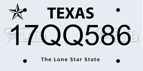 17QQ586 Texas License Plate