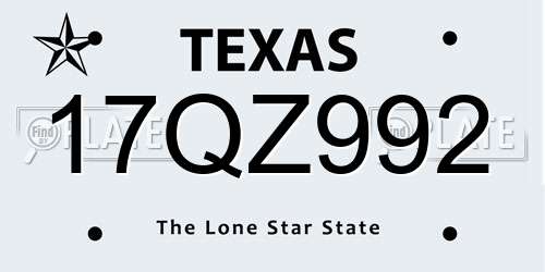 17QZ992 Texas License Plate