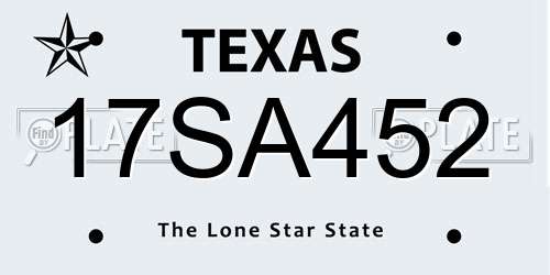 17SA452 Texas License Plate
