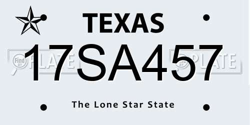 17SA457 Texas License Plate