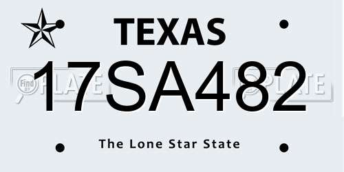 17SA482 Texas License Plate
