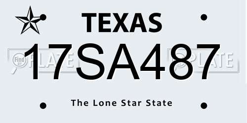 17SA487 Texas License Plate