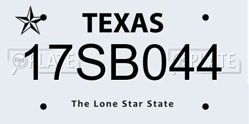17SB044 Texas License Plate