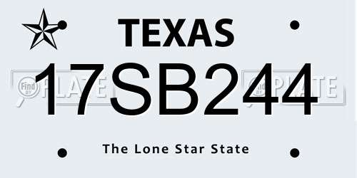 17SB244 Texas License Plate