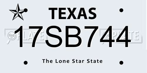 17SB744 Texas License Plate
