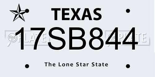 17SB844 Texas License Plate