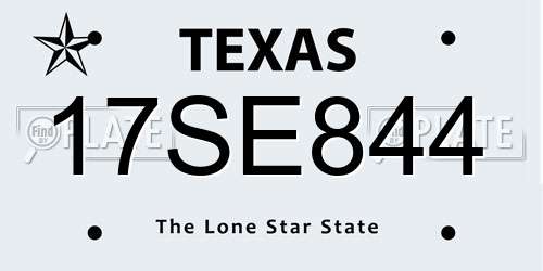 17SE844 Texas License Plate