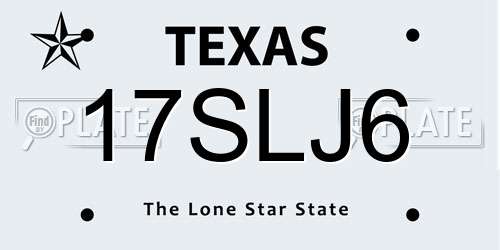 17SLJ6 Texas License Plate