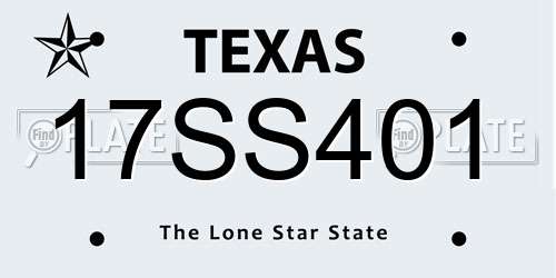 17SS401 Texas License Plate