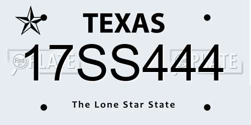 17SS444 Texas License Plate