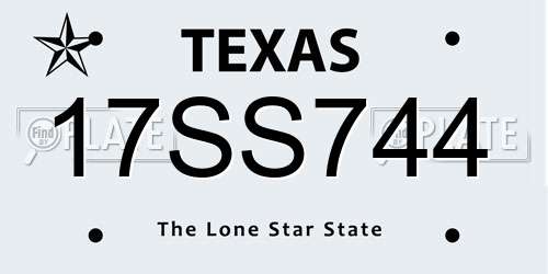 17SS744 Texas License Plate