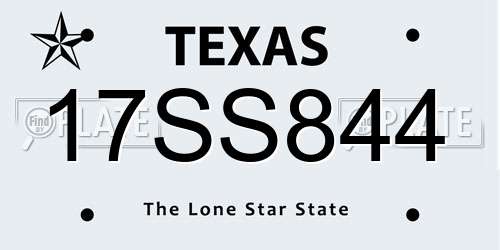 17SS844 Texas License Plate