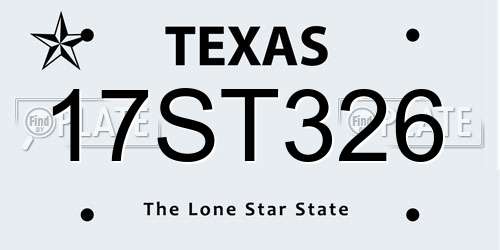 17ST326 Texas License Plate