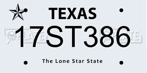 17ST386 Texas License Plate