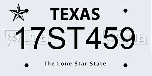 17ST459 Texas License Plate