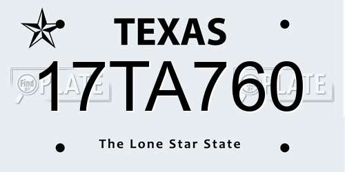 17TA760 Texas License Plate