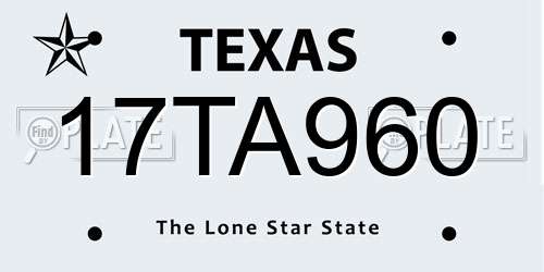 17TA960 Texas License Plate