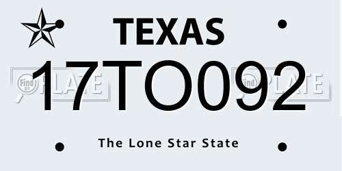 17TO092 Texas License Plate