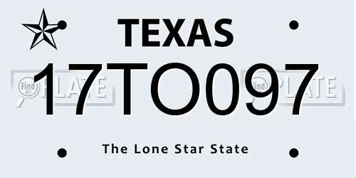 17TO097 Texas License Plate
