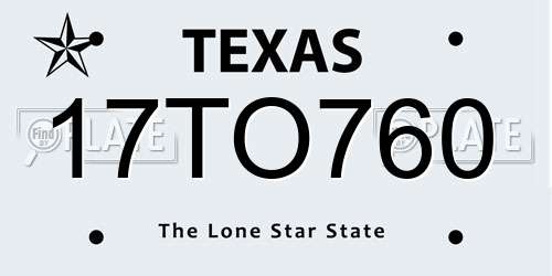 17TO760 Texas License Plate