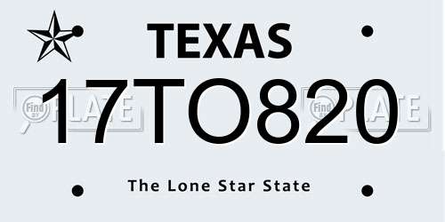 17TO820 Texas License Plate