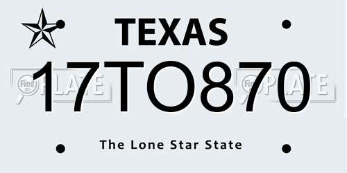 17TO870 Texas License Plate