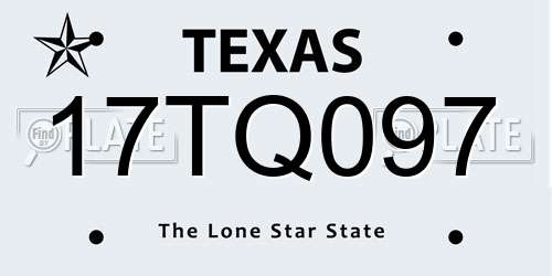 17TQ097 Texas License Plate