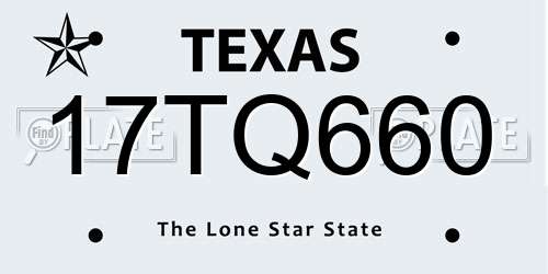 17TQ660 Texas License Plate