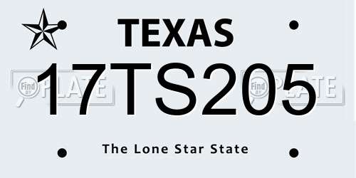 17TS205 Texas License Plate