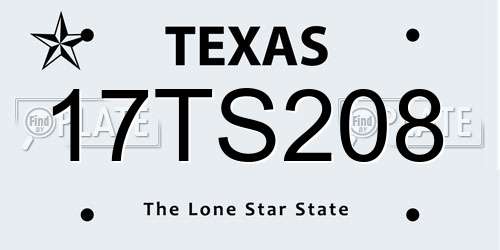 17TS208 Texas License Plate