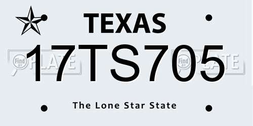 17TS705 Texas License Plate