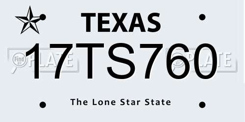 17TS760 Texas License Plate