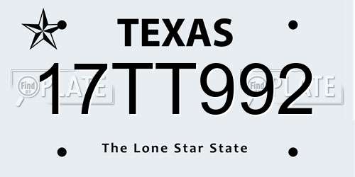17TT992 Texas License Plate