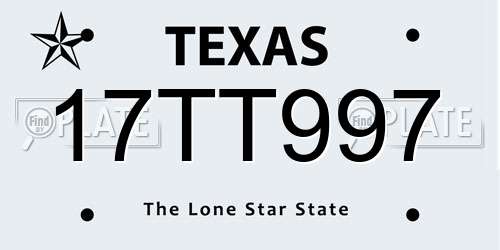 17TT997 Texas License Plate