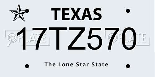 17TZ570 Texas License Plate