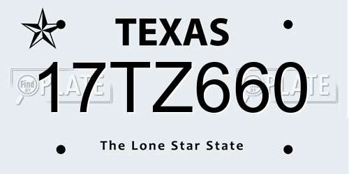 17TZ660 Texas License Plate