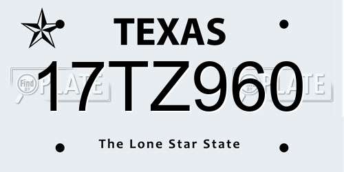 17TZ960 Texas License Plate