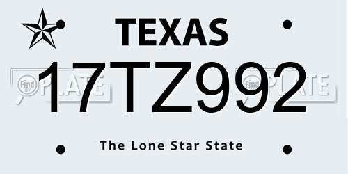 17TZ992 Texas License Plate