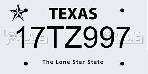 17TZ997 Texas License Plate
