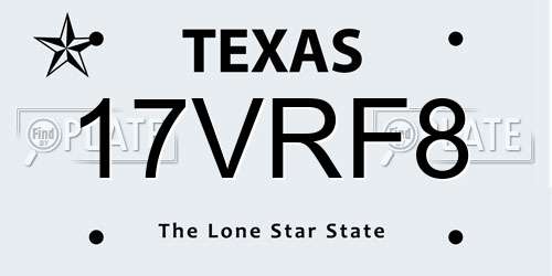 17VRF8 Texas License Plate