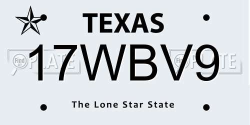 17WBV9 Texas License Plate