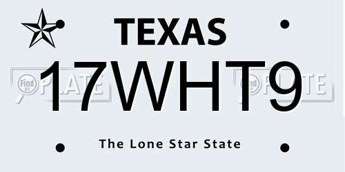 17WHT9 Texas License Plate
