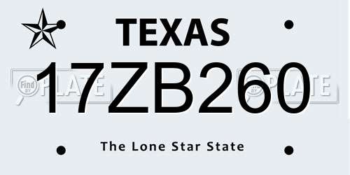 17ZB260 Texas License Plate