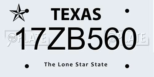 17ZB560 Texas License Plate
