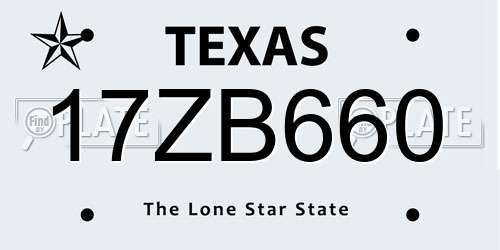 17ZB660 Texas License Plate