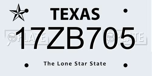 17ZB705 Texas License Plate